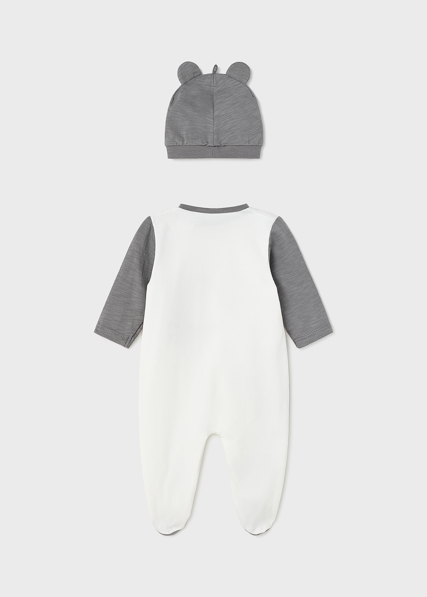 Pijama de algodão sustentável com gorro para recém-nascido