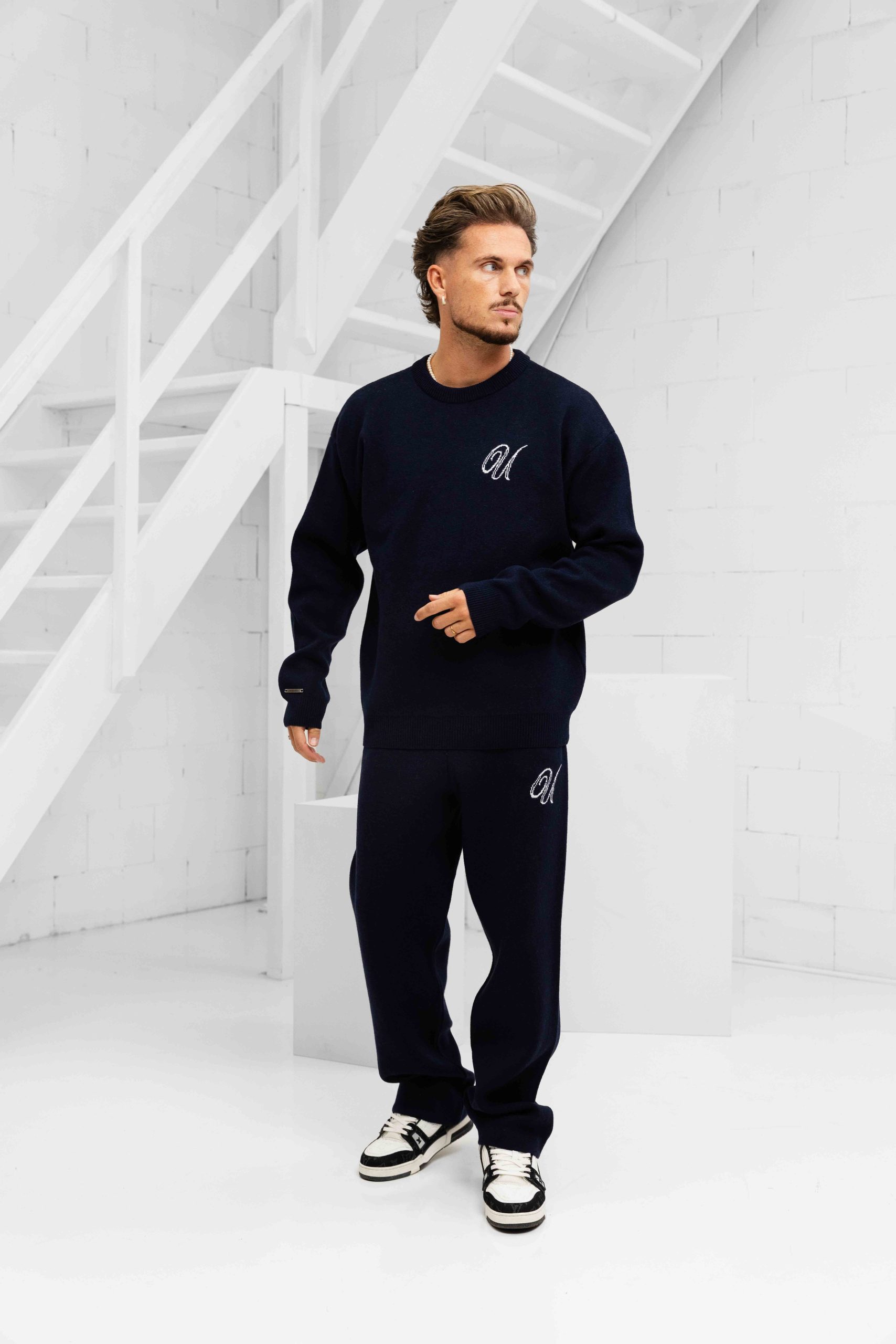 24 Uomo Knitted Trainingspak Heren Navy