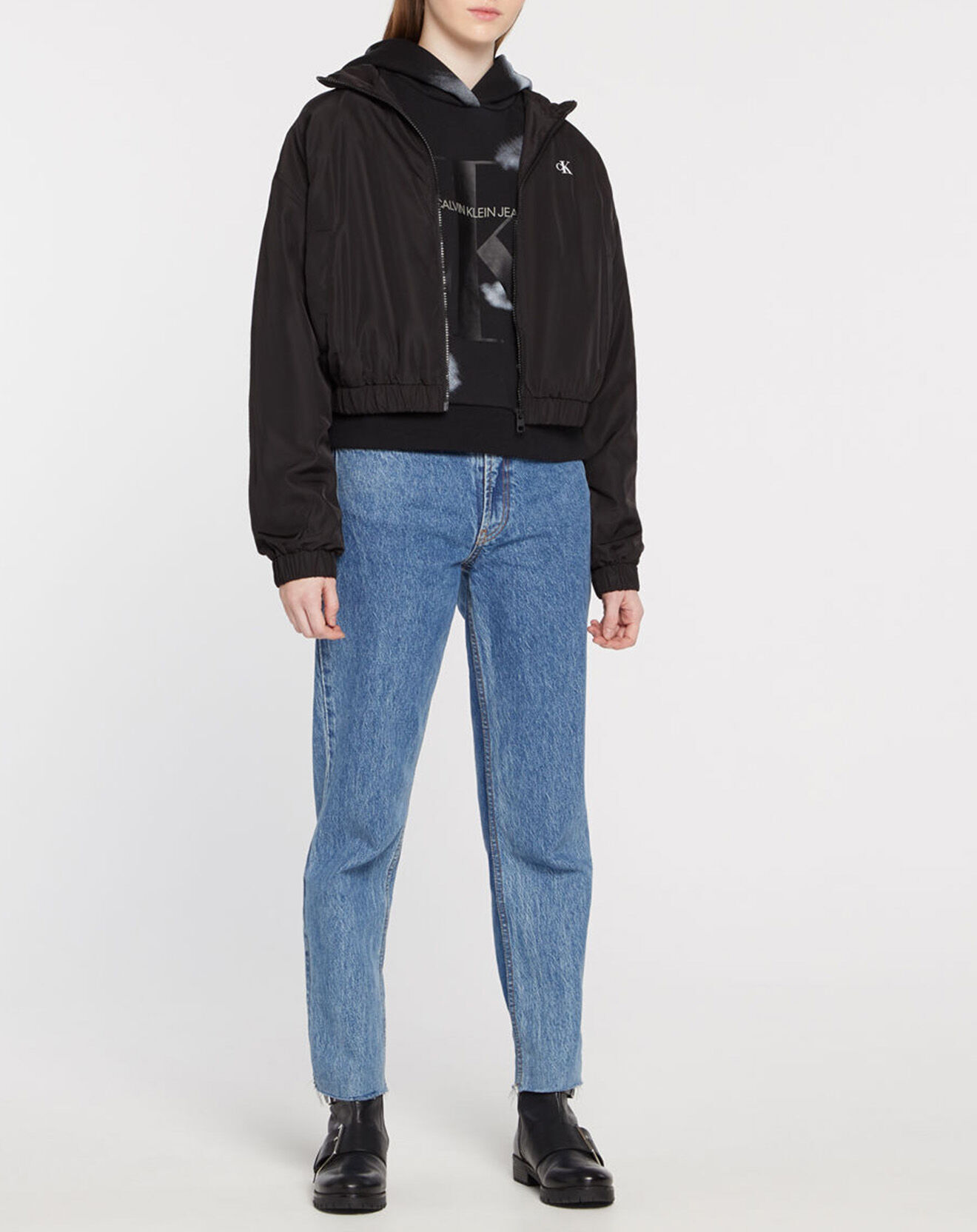Calvin Klein Jeans Blouson Windbreaker Logo Xl Dos noir