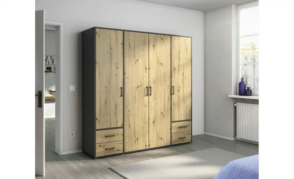 Drehtürenschrank Absetzung: Grau 187 cm 4 Stück