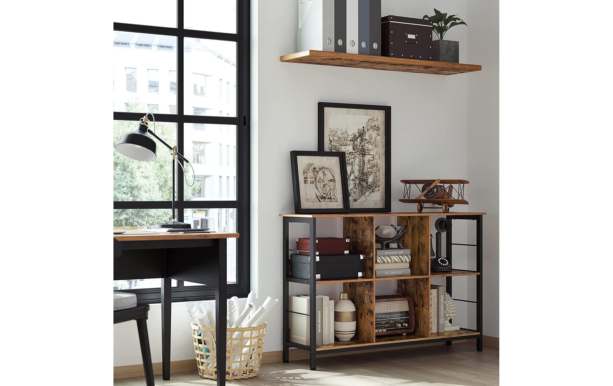 Regal Industrial SchwarzRegal für das Wohnzimmer mit 6 Fächern