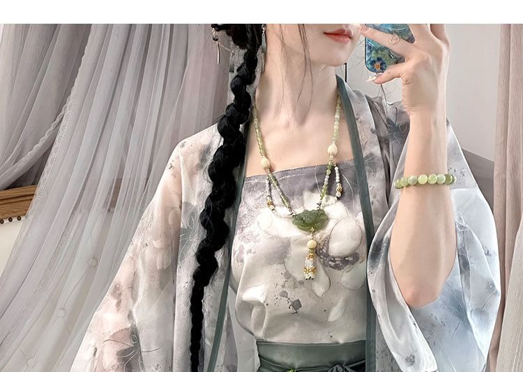 Francoix - Bloemen Hanfu Jas / Camisole Top / Maxi Rok / Set