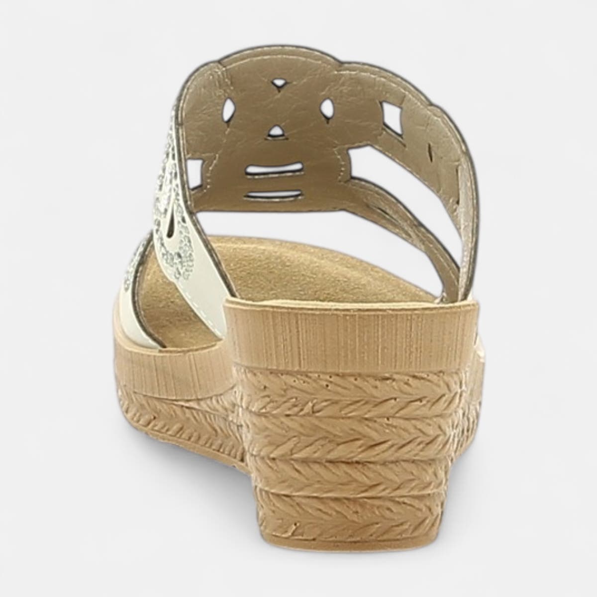 Mules à talon compensé Femme beige