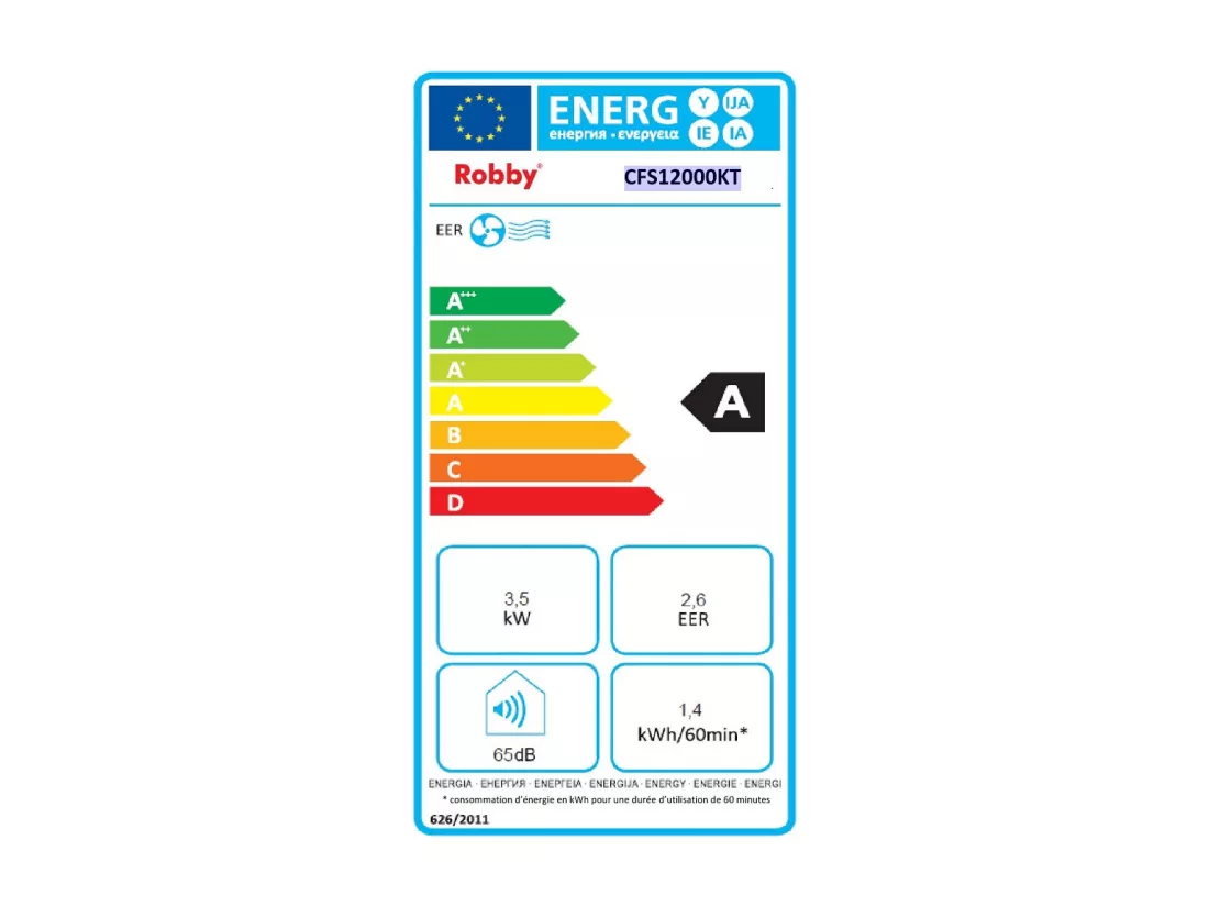 Robby Climatiseur mobile 3540w 36m2 avec kit fenêtre - cfs12000kt