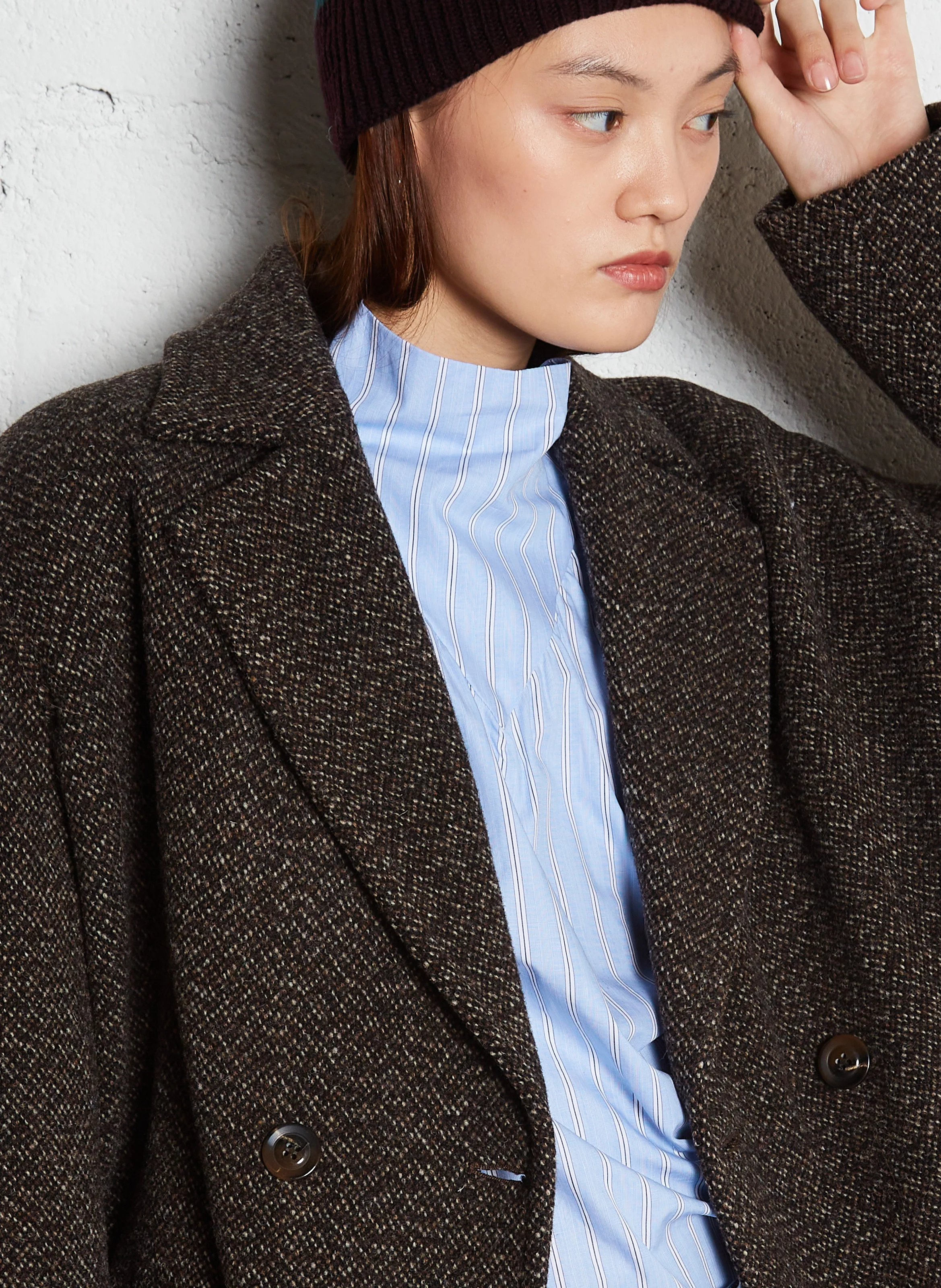 CONSTANT - Caban droit col tailleur en laine| Beige