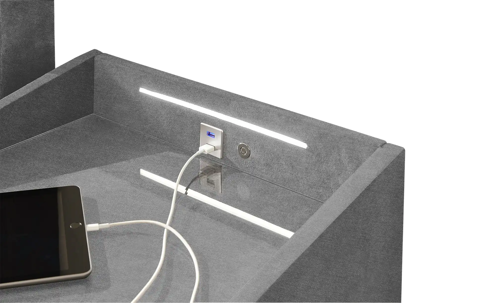 meinBett Nachtkonsole mit LED-Beleuchtung und USB-Anschluss Moon