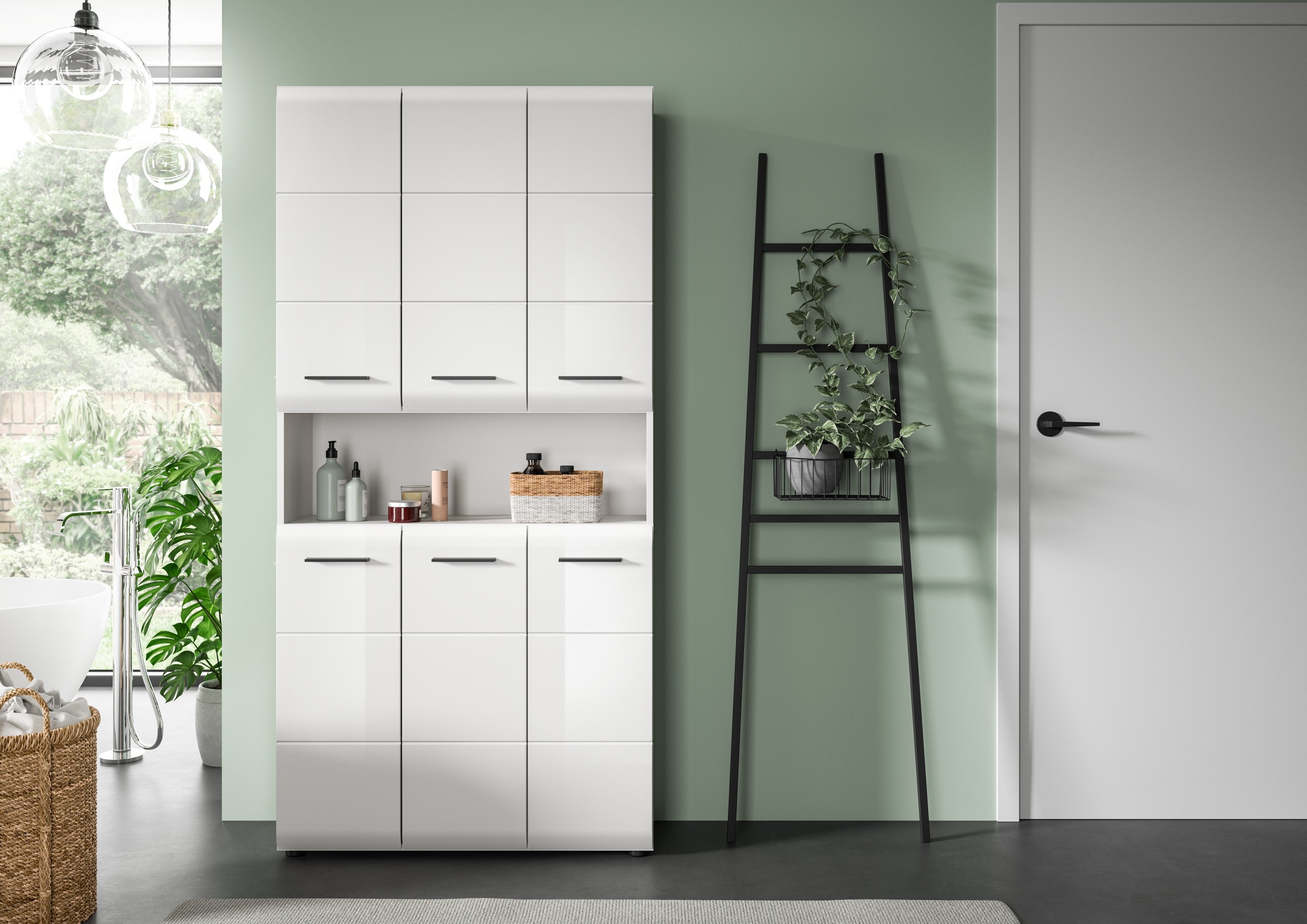 INOSIGN Stauraumschrank 1 Stk. tlg. Florenz, Mehrzweckschrank, Weiss Hochglanz Tiefzieh, 13 Fächer