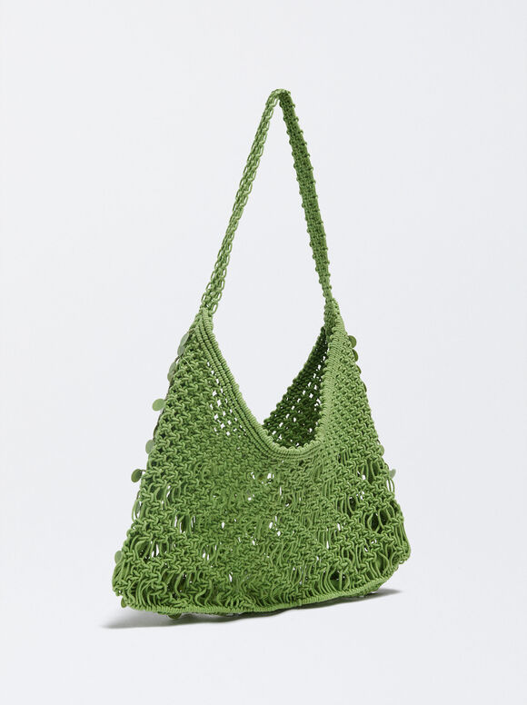 Bolsa de mão com miçangas e lantejoulas - Verde