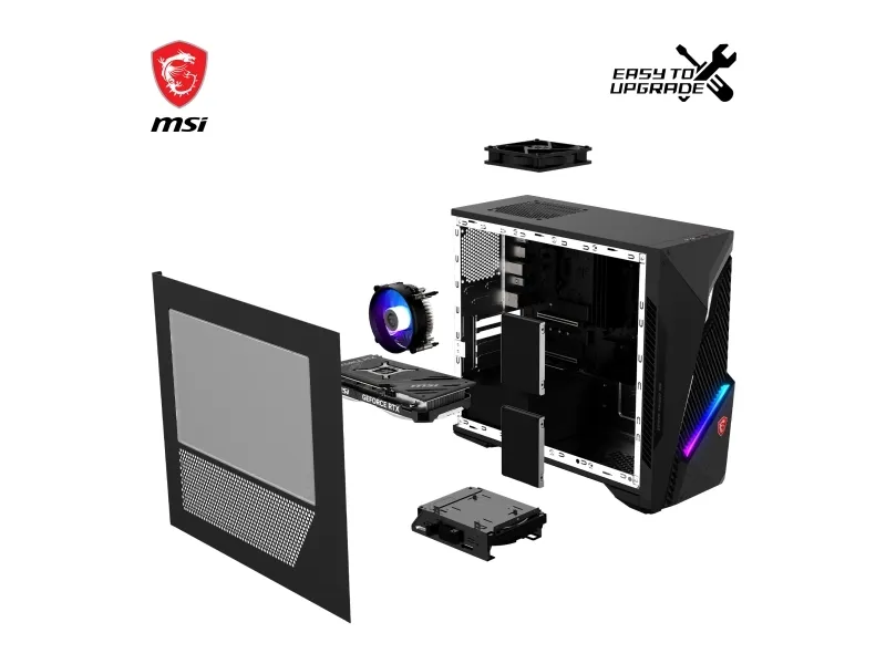 MSI - Tower gaming - i5-14400F / op til 4.7 GHz - Windows 11 Home - RAM 16 GB - SSD 1 TB - NVMe - Gigabit Ethernet - skærm: ingen - sort