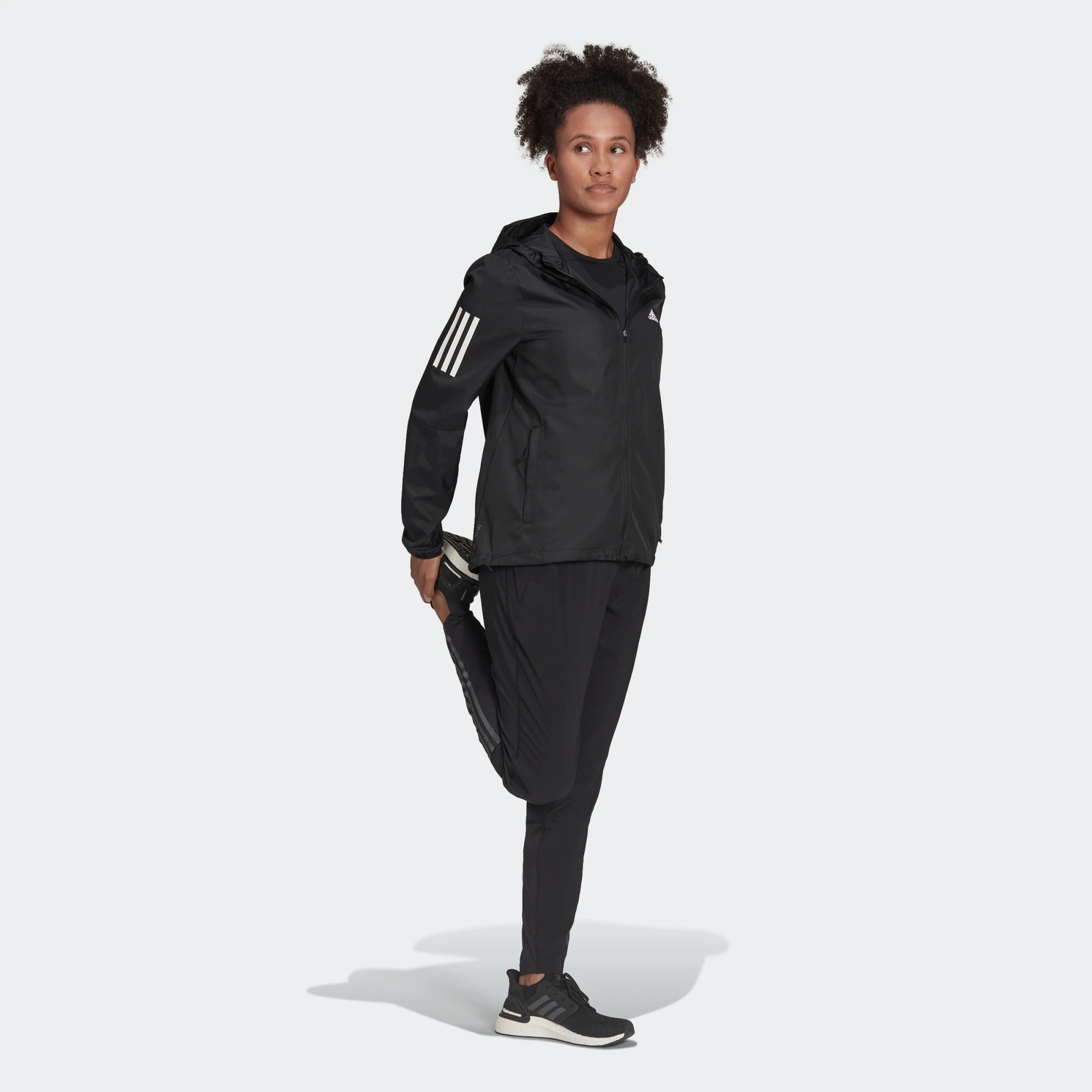 Own The Run Hooded Windbreaker Dame Black