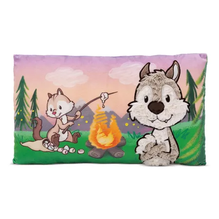 NICI Rechteckiges Kissen Wolf Winny & Streifenhörnchen Jojo NICI GREEN