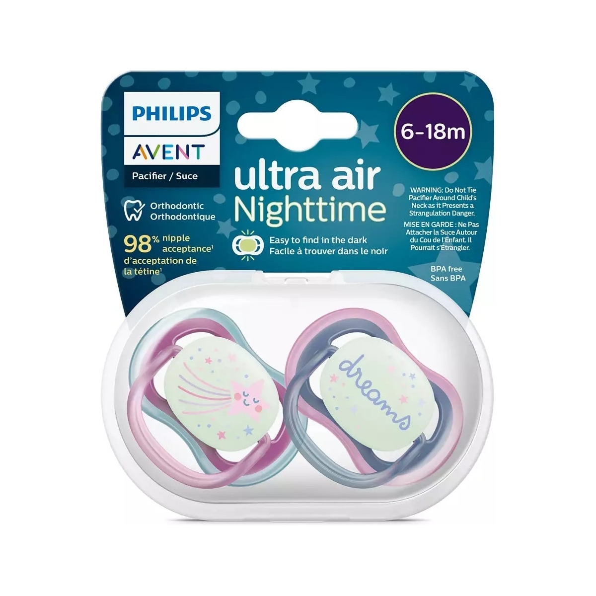 Philips Avent SCF376/14 Ultra Air Nattsuter 6-18 måneder, 2 stk, søvn
