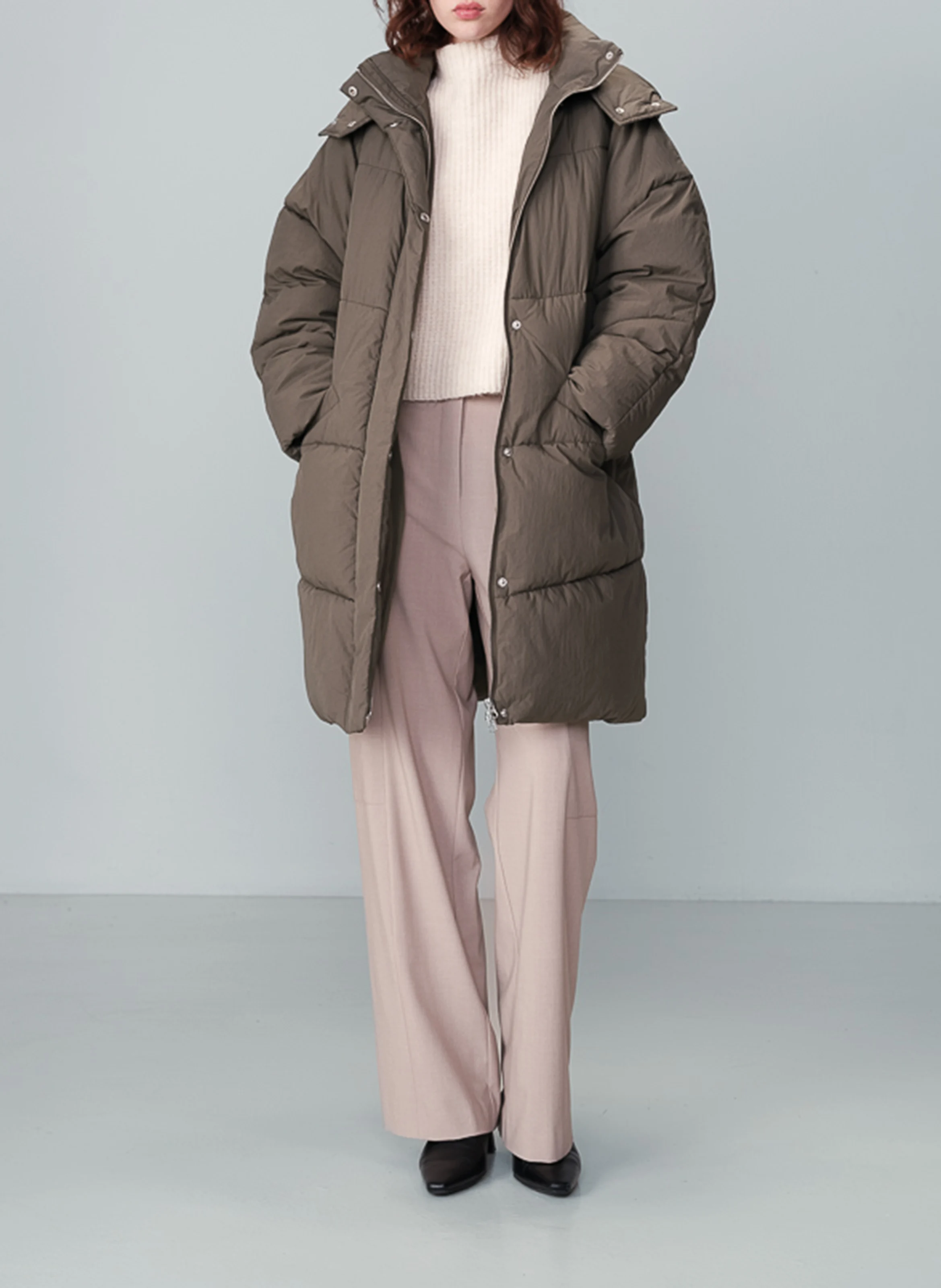 NORTH - Manteau col montant en coton mélangé | Vert
