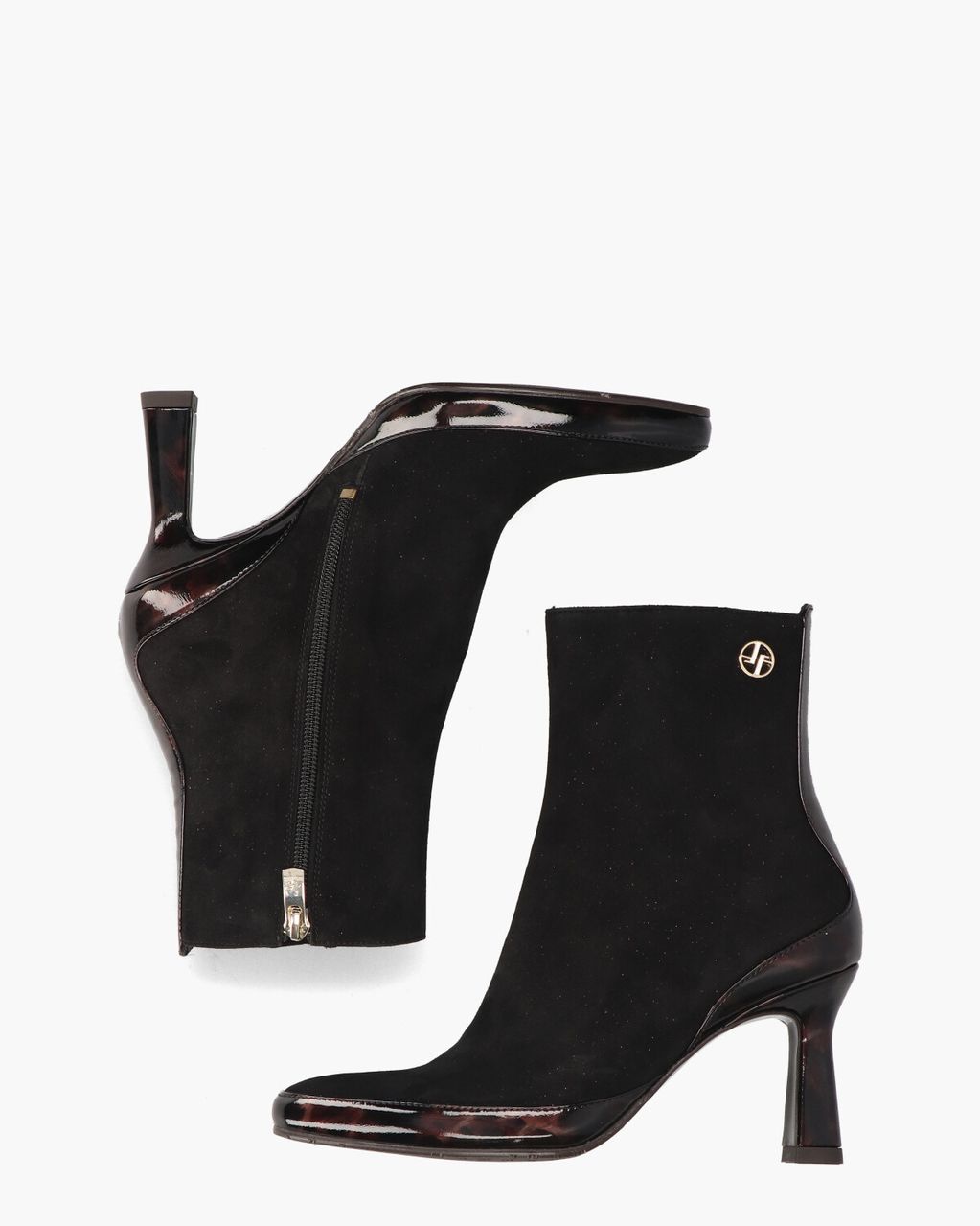 Floris Van Bommel Saxi 01.13 Zwart/Bruin Dames Enkelboots