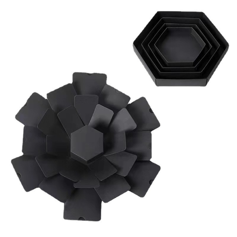 Foto Bastel Geschenk Box Handmade Schachtel DIY Hexagon Überraschungsbox - Schwarz