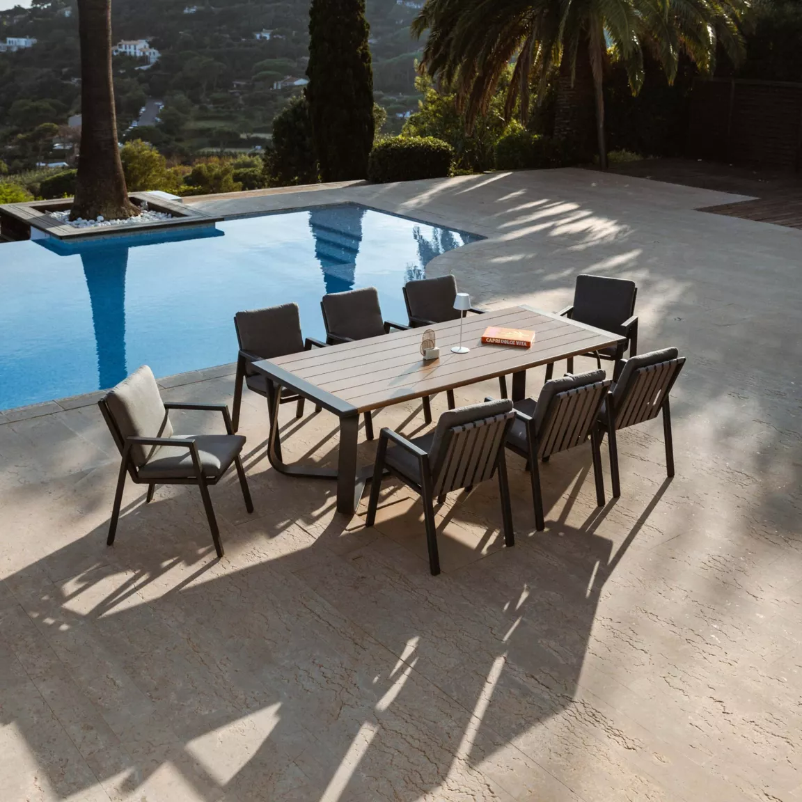 Table de jardin rectangulaire en aluminium 10 places (240 x 100 cm) Long Beach Gris anthracite