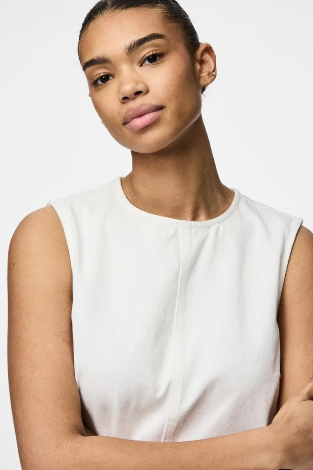 Pieces Pcflora Sl Mini Denim Dress