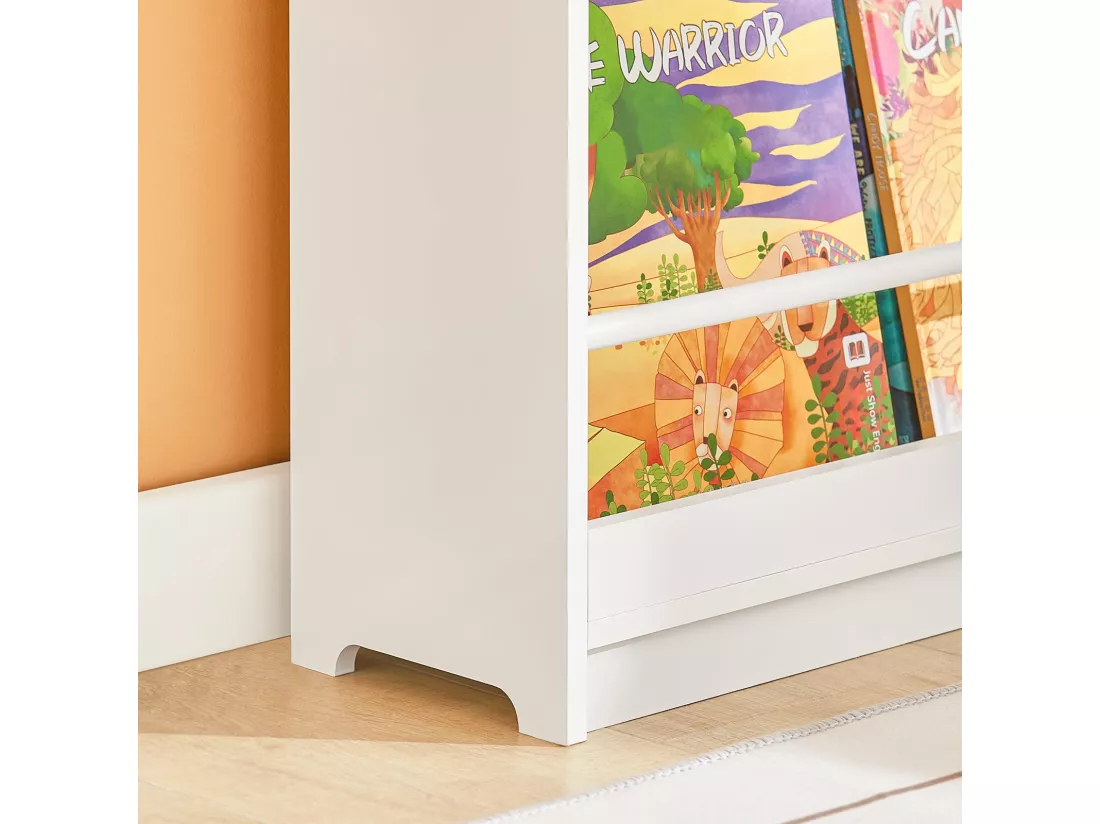 Bibliothèque Montessorienne pour Enfants, Étagère à Livres Étagères à 3 hauteurs, Blanc, KMB45-W