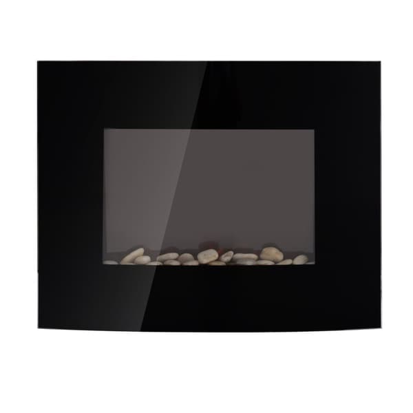 Elektrisk peisovn elektrisk med 2 effekttrinn 900/1800 W LED 65 x 11,4 x 52 cm rustfritt stål svart for koselig varme