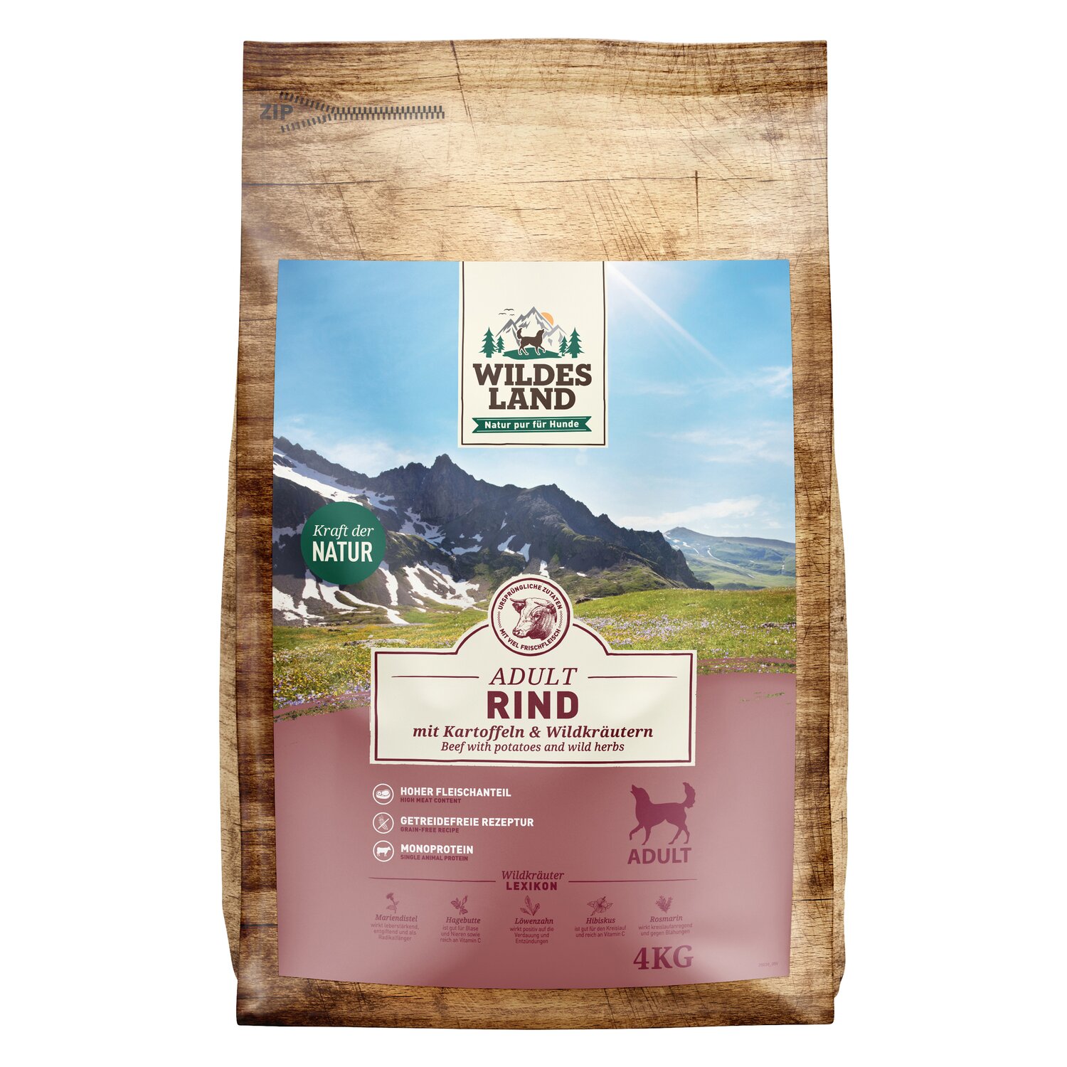 WILDES LAND Trockenfutter Classic Adult  - 1 kg - Rind
