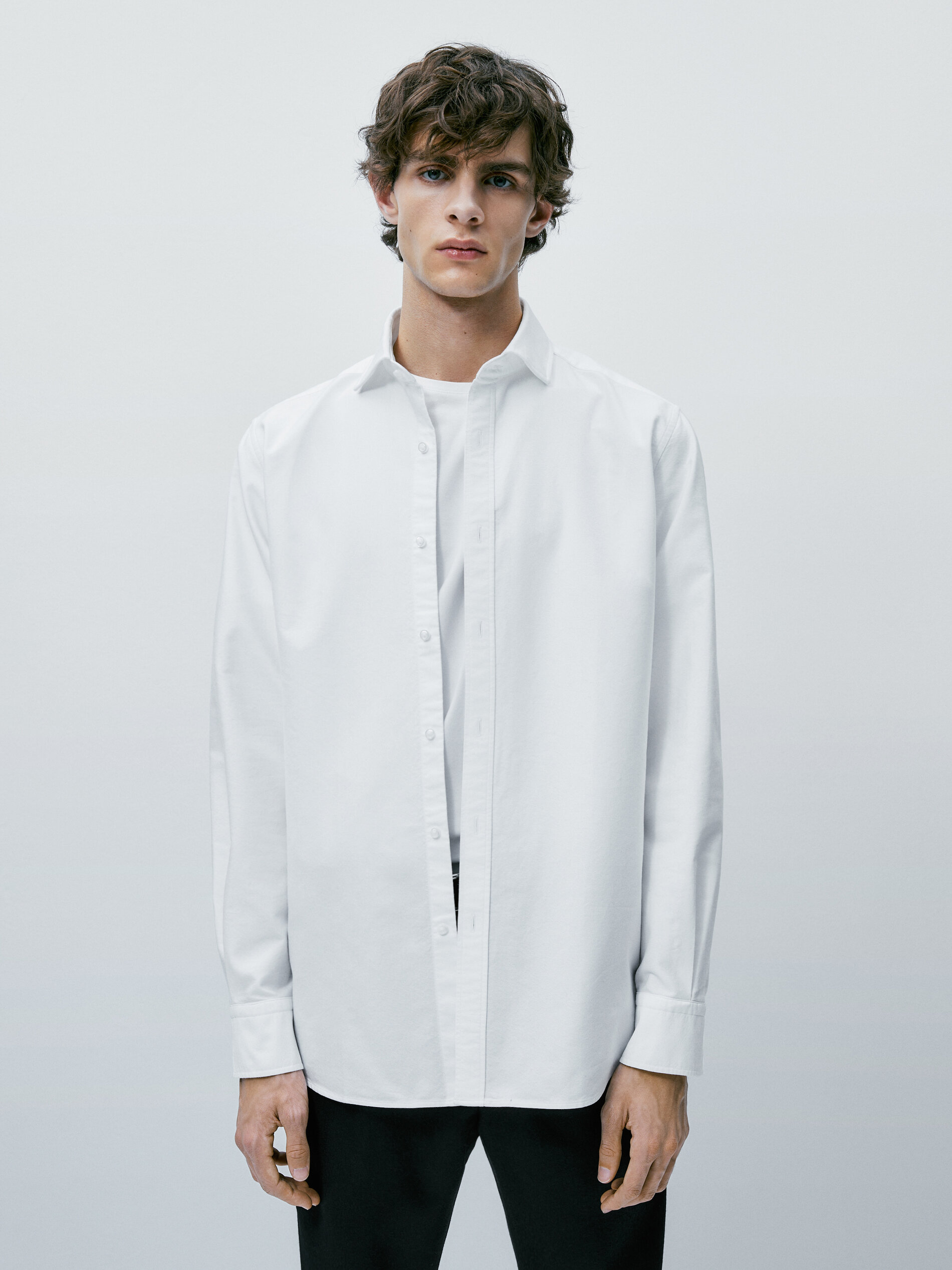 Camisa oxford de algodão slim fit - BRANCA