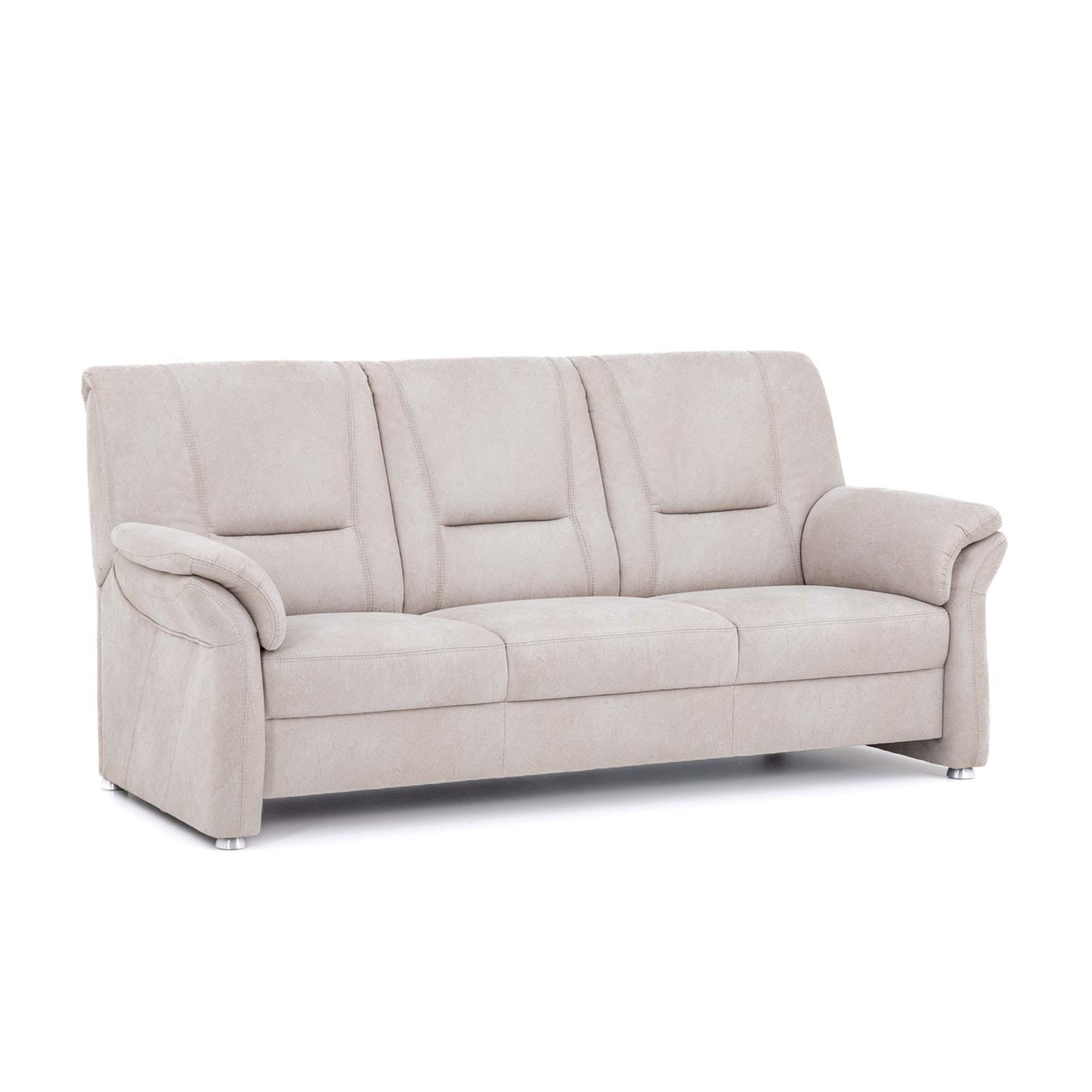 polsterpower 3-Sitzer Sofa - Saddle silber - Federkern