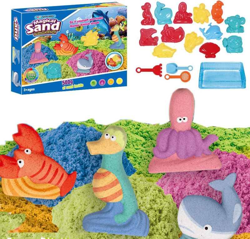 Dynamic Sand - Kinetisch Zand - Kinetic Sand - Knutselen voor kinderen - Speelgoed vanaf 3 jaar - Zeedieren - 500 Gram
