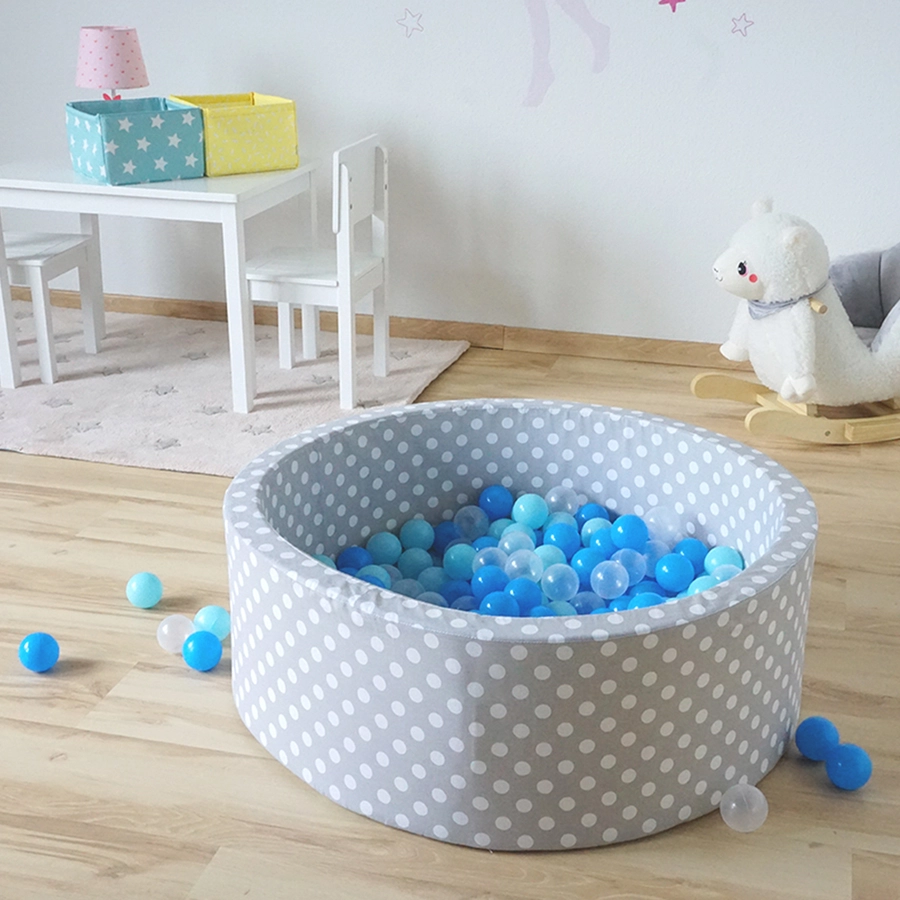 knorr toys® Bällebad soft - Grey white dots - 300 balls soft bluebluetransparent grau
