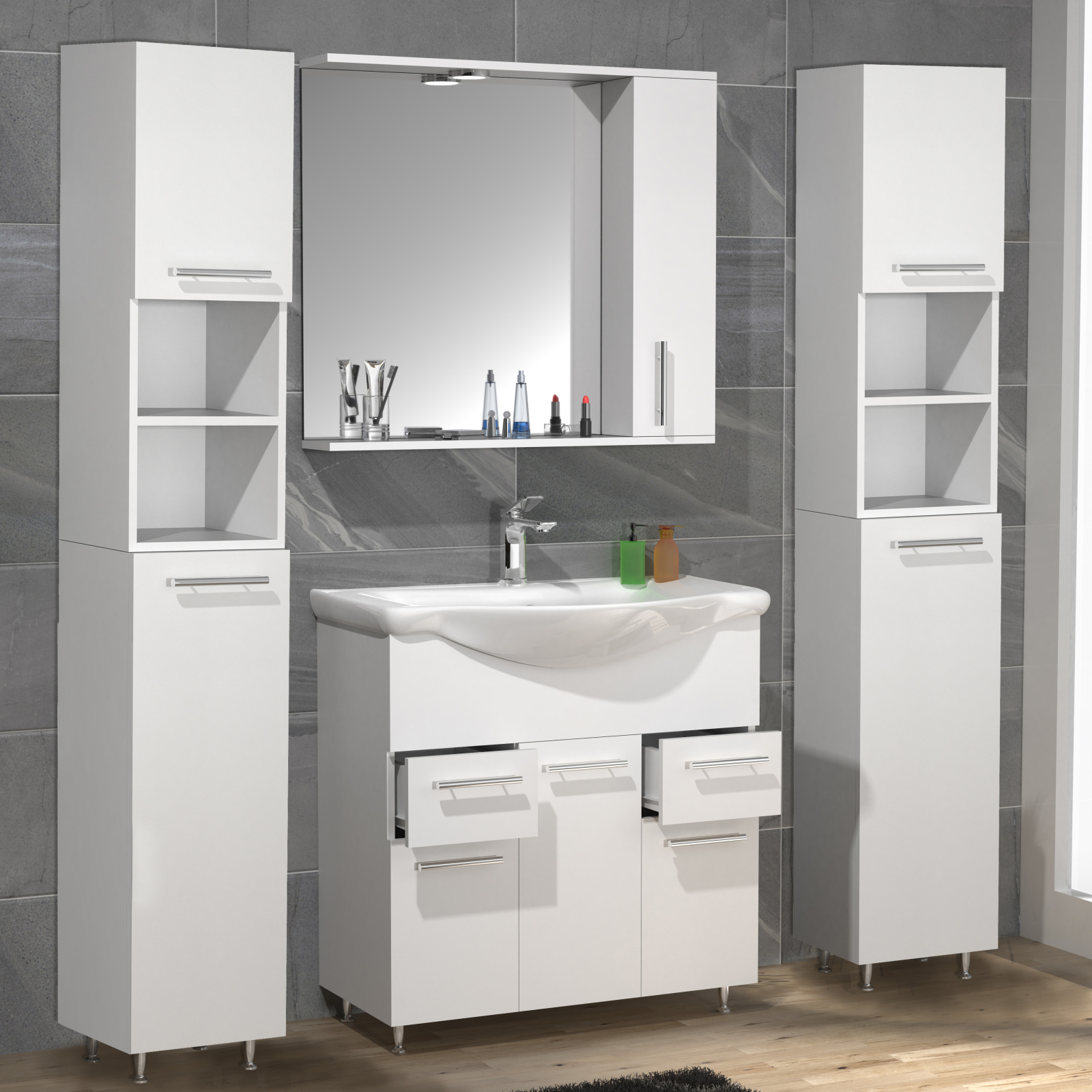 5-teiliger Badblock LISALO XL - weiß