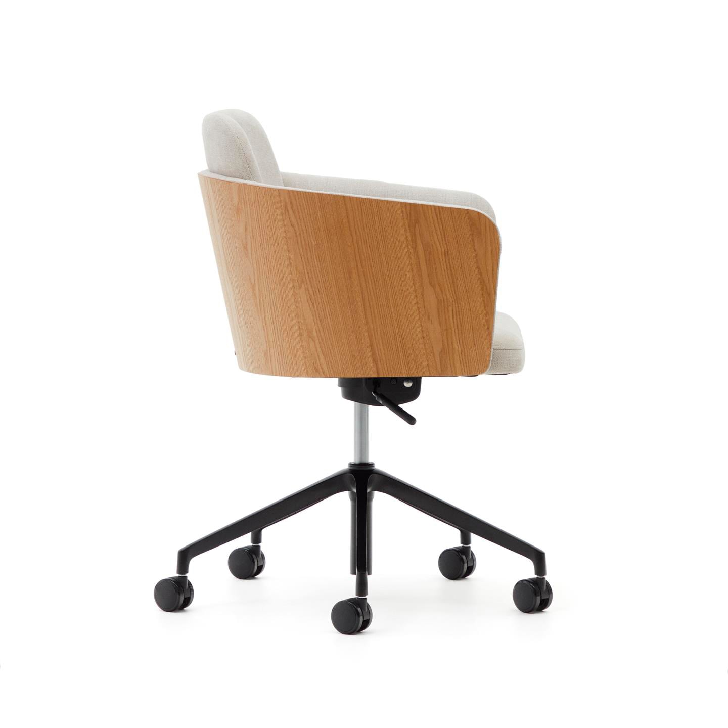 Kave Home Schreibtischdrehstuhl MADAI beige/braun/schwarz