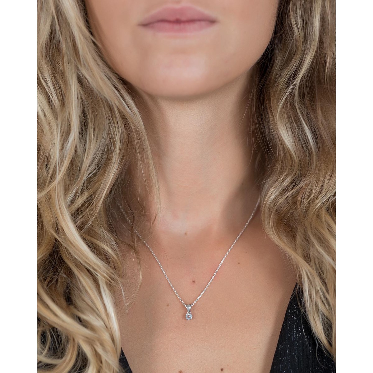 Collier Pendentif Aigue-Marine en Argent 925 - Cadeau Saint Valentin Doux | Aden