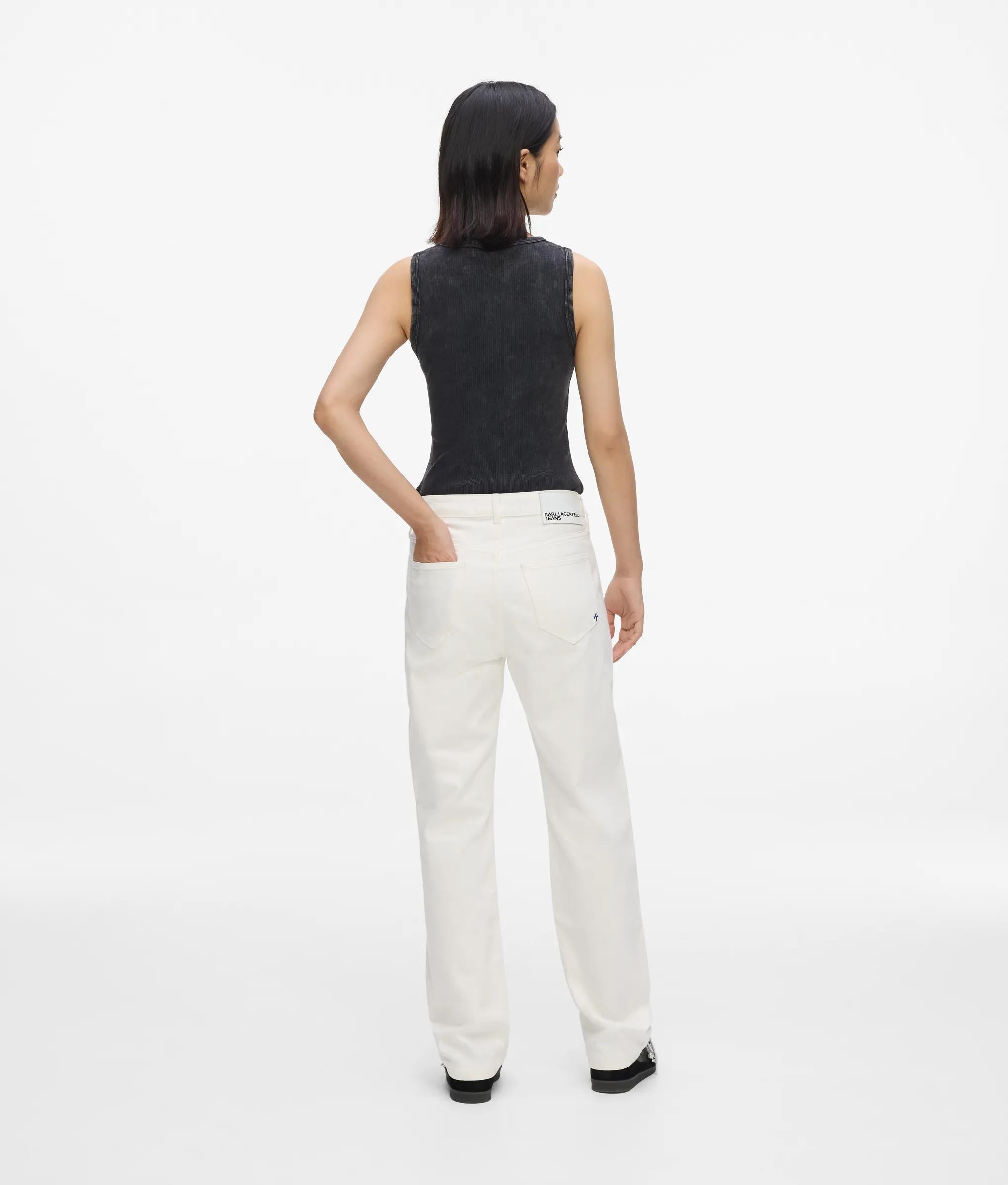 Witte rechte jeans met hoge taille