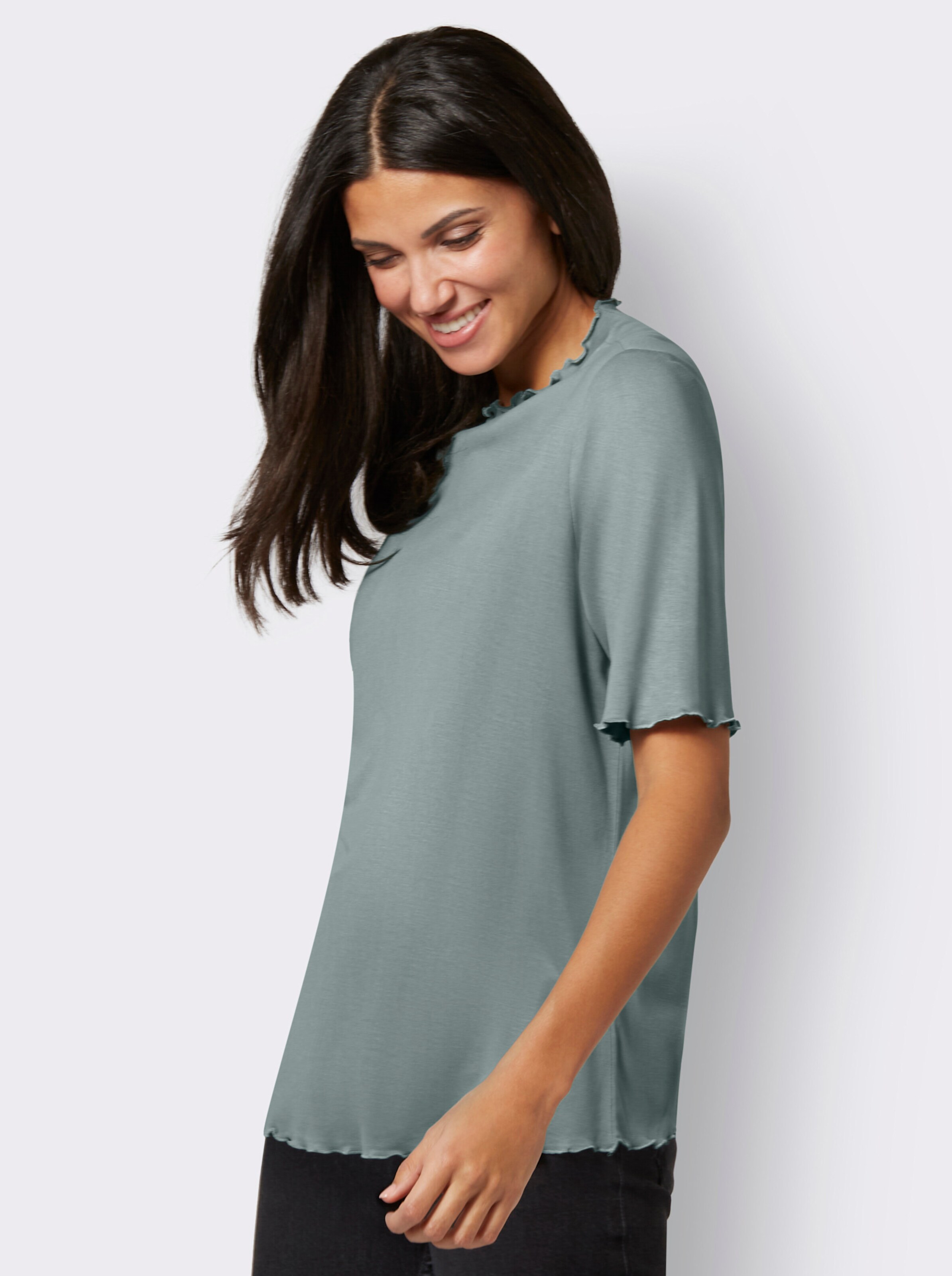 Kurzarmshirt mit Stehkragen