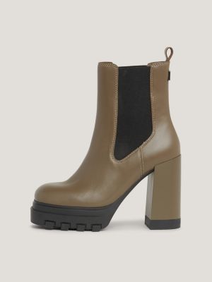 Botas Chelsea de couro com salto bloco