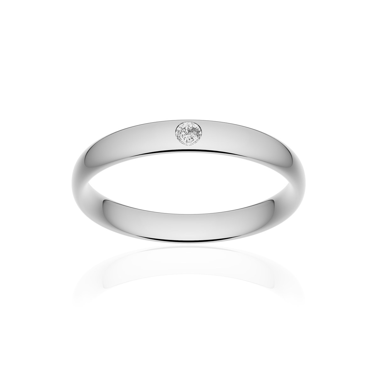 Alliance palladium 950 poli demi-jonc confort 3,5 mm diamant brillant