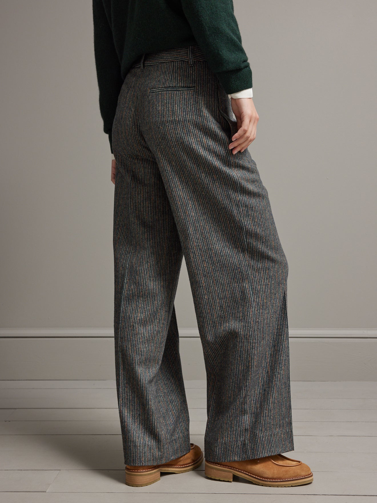 Pantalon extra large lainage chevron rayé femme Maud