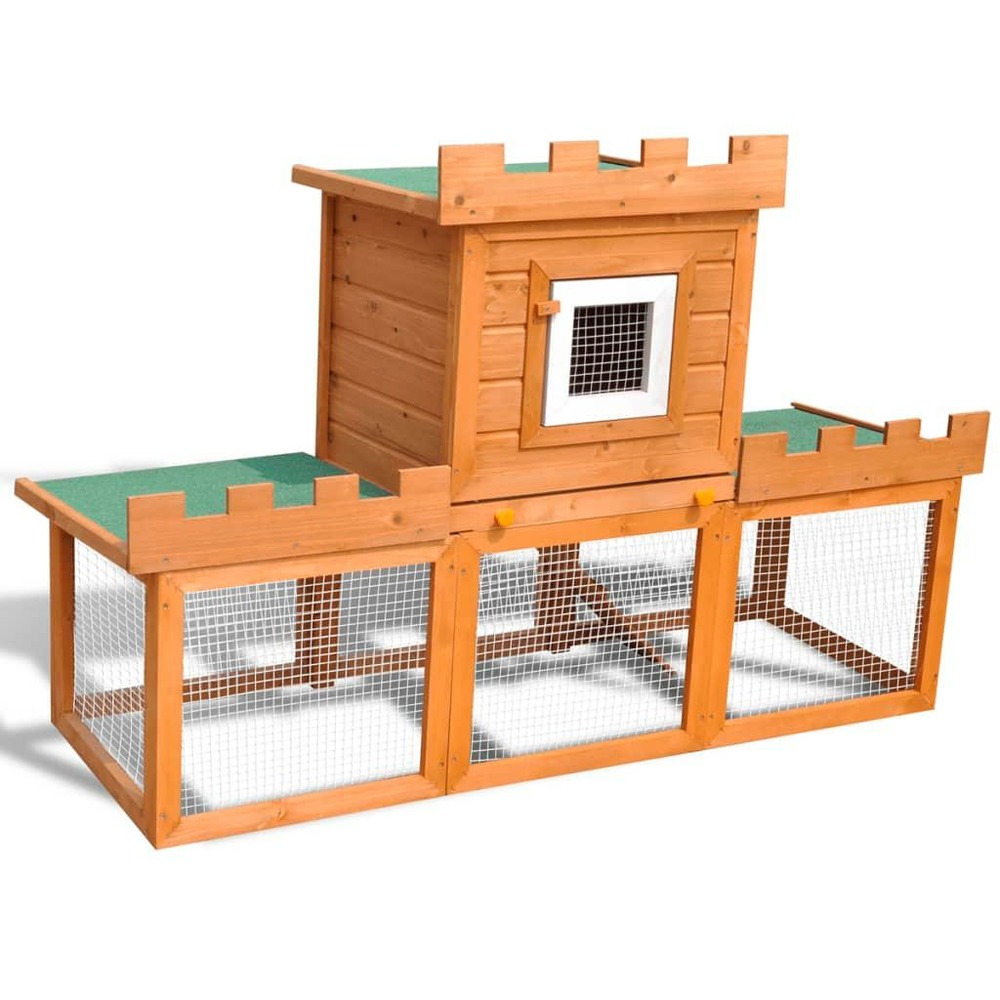 Clapier cage large d'extérieur 142 x 50 x 101 cm bois marron