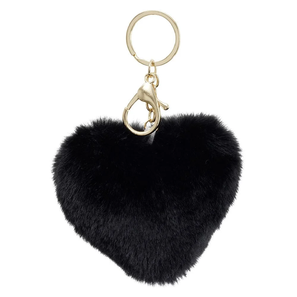 Porte clé pompon forme coeur L11xH8cm
