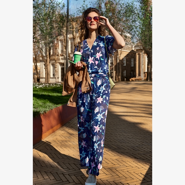 TwoDay dames jumpsuit blauw met bloemenprint