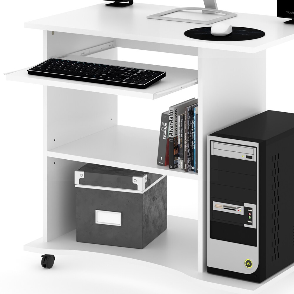 VICCO Computertisch HARM Tisch Bürotisch Laptoptisch Büro Schreibtisch rollbar Weiß