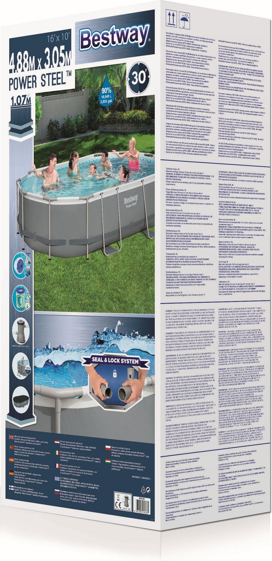 Bestway frame zwembad Power Steel met pomp 488 x 305 x 107 cm