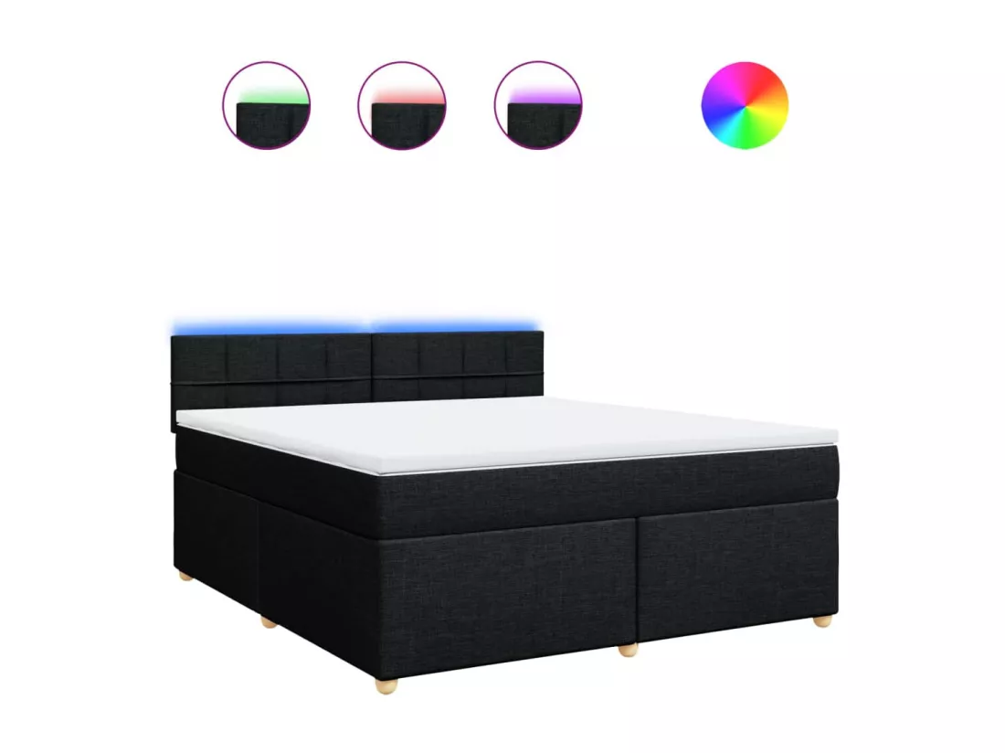 Sommier à lattes de lit avec matelas Noir 180x200 cm Tissu
