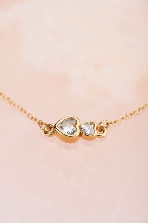 Armband dubbel strass hartje
