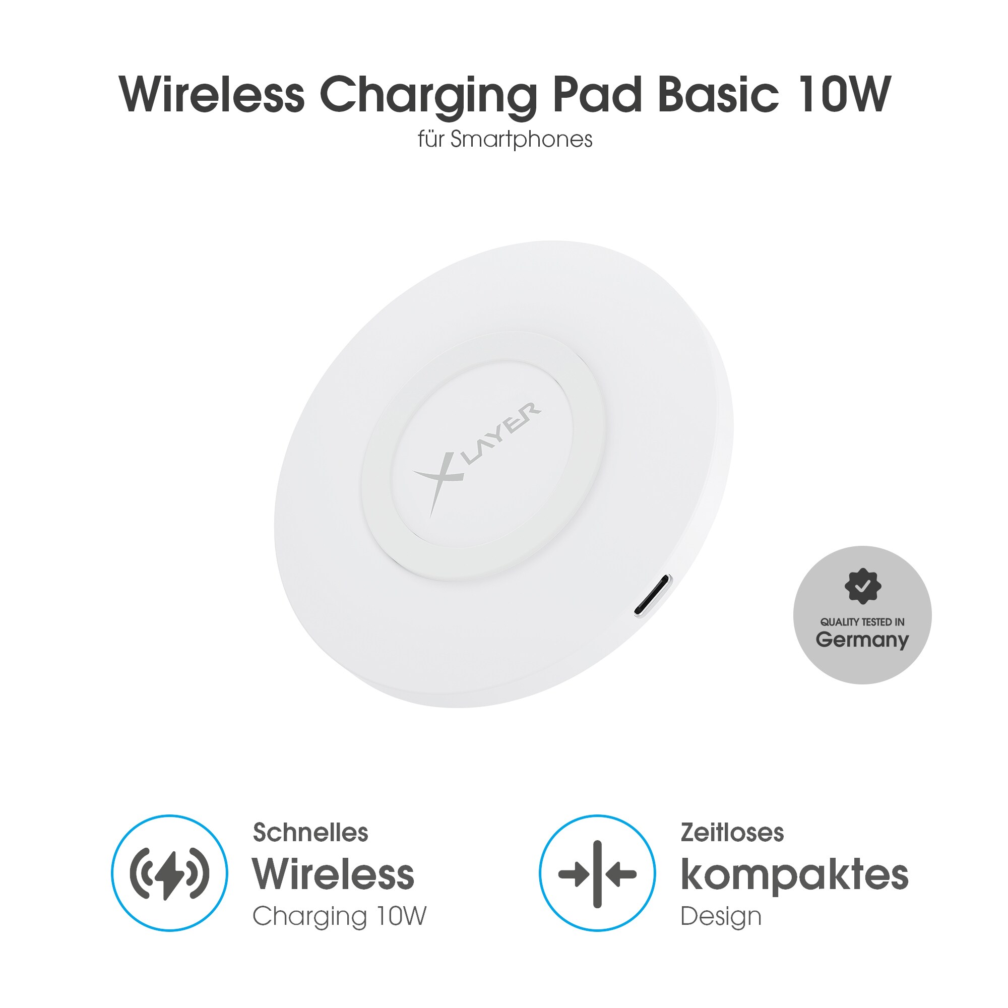 Xlayer WIRELESS Ladegerät XLayer Wireless Charging Pad Basic 10W Qi-zertifiziert White