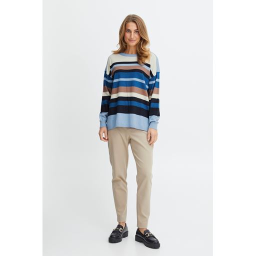 Fransa Stribet Striktrøje, Powder Blue, S