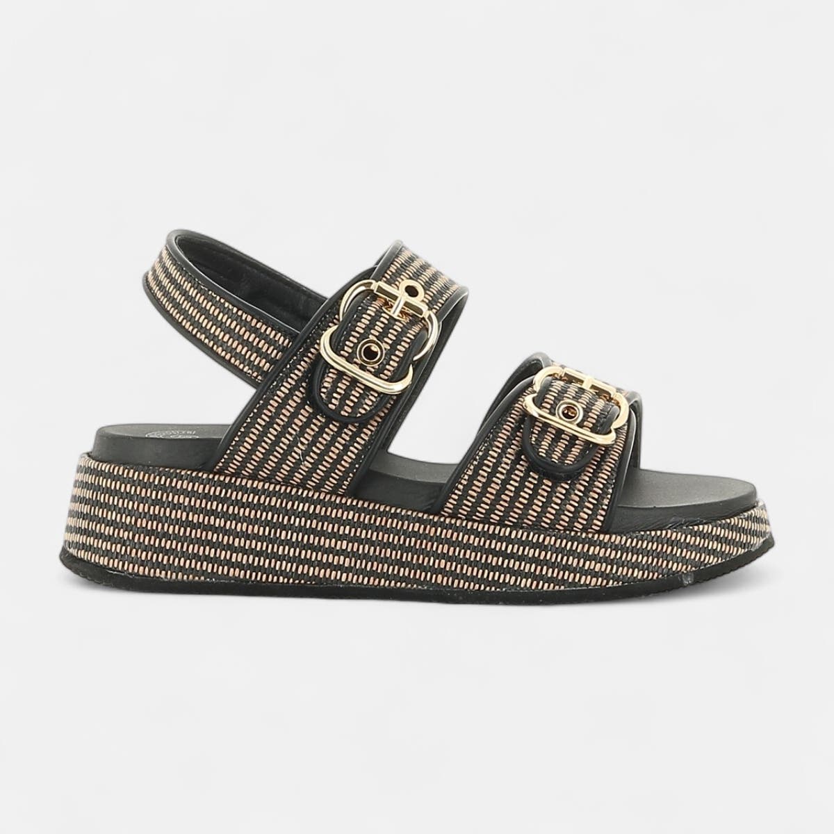 Sandales à talon compensé Femme noir