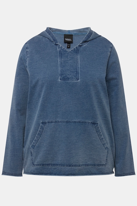 Hoodie, offenkantig, Kapuze, Langarm, Kängurutasche