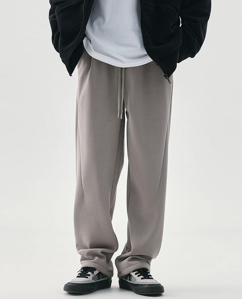 Nataro - Mid Rise Plain Straight Leg Sweatpants