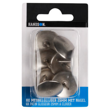 HANDSON meubelglijder glijnagel nikkel Ø25 mm 8 stuks
