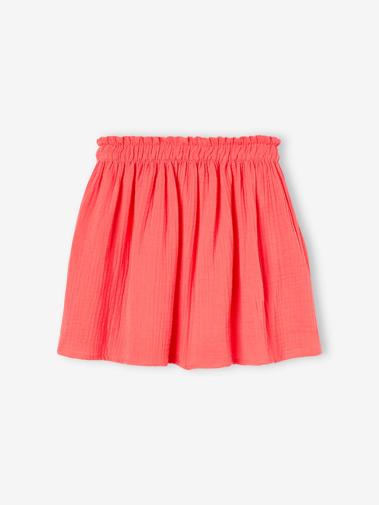 Saia de chiffon de algodão coral para meninas